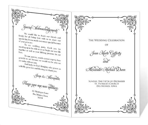 printable wedding program template  word printable templates