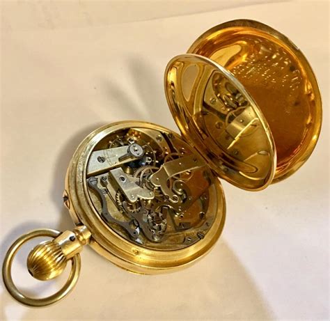 t r russel s swiss split second 18 karat gold chronograph pocket watch