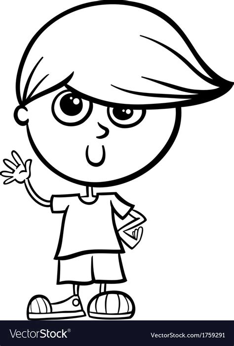cute boy cartoon coloring page royalty  vector image