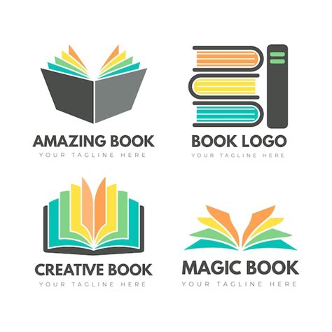 vector flat book logo templates collection