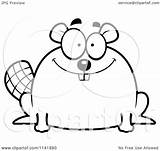 Beaver Chubby Smiling Clipart Cartoon Outlined Coloring Vector Thoman Cory Royalty sketch template