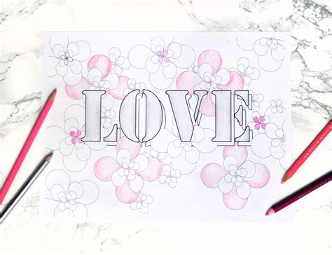 love coloring page instant digital  art print etsy