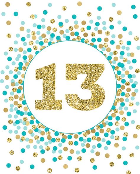 teal  gold number  sign printable number  poster girl etsy