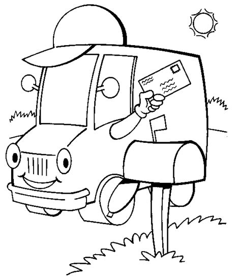 vehicles coloring page mail truck  kids network