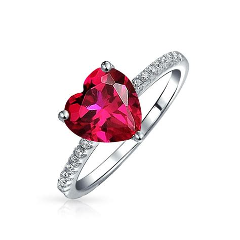 Jewelry 2 5ct Cubic Zirconia Red Clear Heart Shape Solitaire Aaa Cz