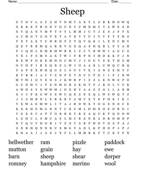 sheep word search wordmint