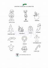 Vocabulary Christmas Colouring Coloring Kids Worksheet Words Pages Choose Board Wordpress sketch template