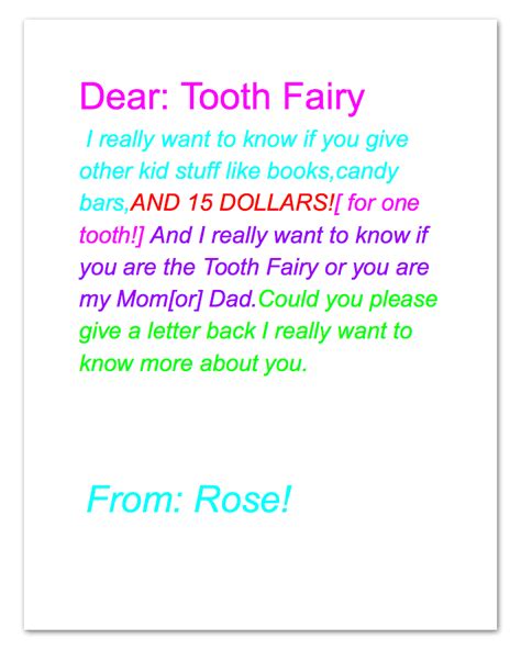 letter   tooth fairy