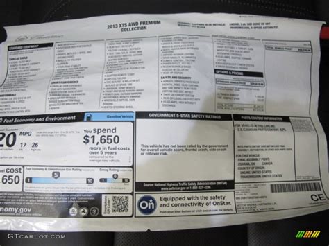 2013 Cadillac XTS Premium AWD Window Sticker Photos