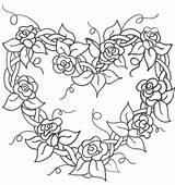 Heart Embroidery Wreath Flower Stitch Roses Patterns Coloring Hearts Grapevine Pages Stitching Freebie Made Rose Choose Board Flowers Floral sketch template