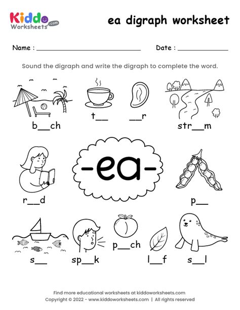 printable ea digraph worksheet kiddoworksheets