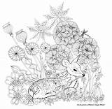 Coloring Pages Deer Adult Flowers Book Flower Resting Trolle Maria Colouring Books Blossoms sketch template