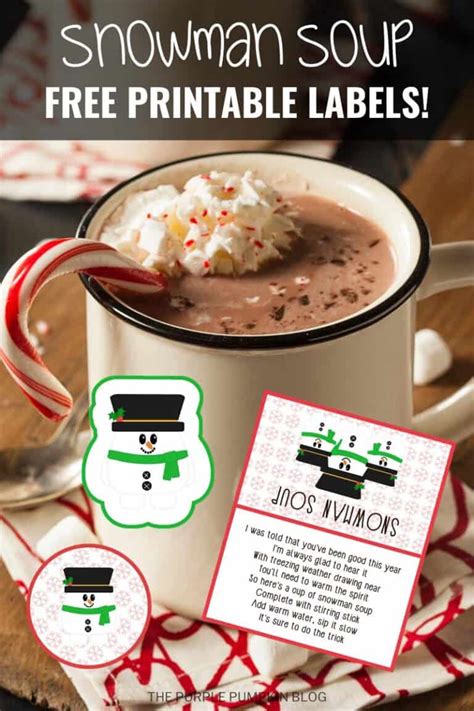 snowman soup labels tags  printables  fun christmas gift