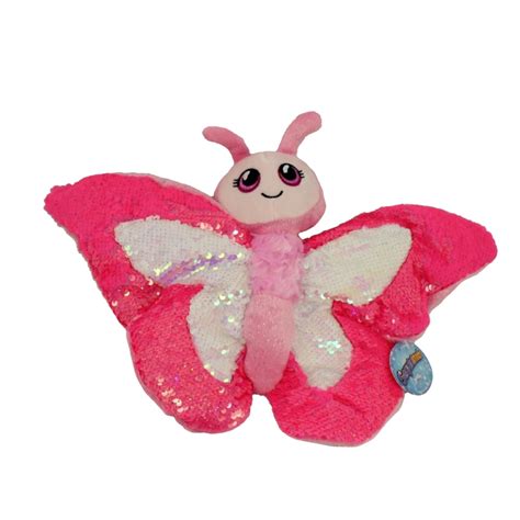 adventure planet sequinimals plush butterfly sequin pink white