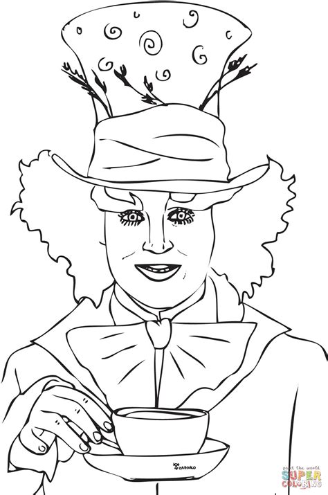 mad hatter tea party coloring page  printable coloring pages
