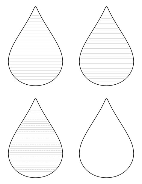 printable raindrop shaped writing templates