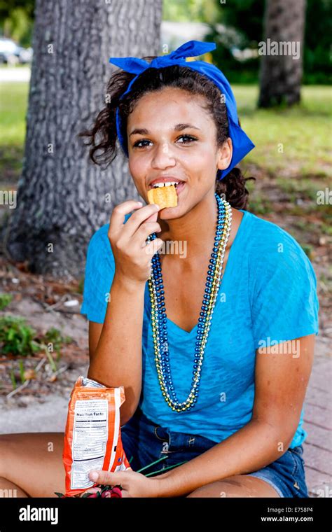 young teenage girl  color dressed  blue stock photo alamy