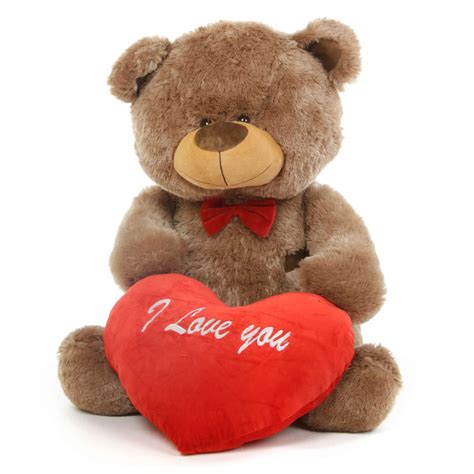 tiny  shags  mocha teddy bear   love  heart giant teddy bear