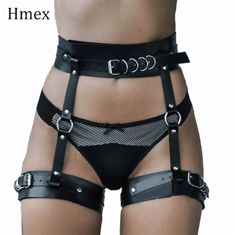 sexy harajuku women leather harness garter belt erotic goth lingerie