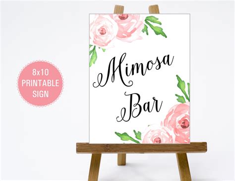 instant printable  mimosa bar sign print poster board