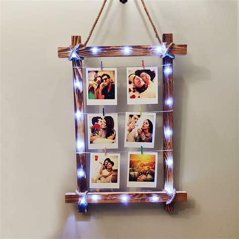 wood photo board voor wall rechthoek fotobord met led light etsy