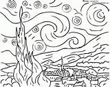 Coloring Pages Cool Library Clipart Starry Gogh Outline Van Night sketch template