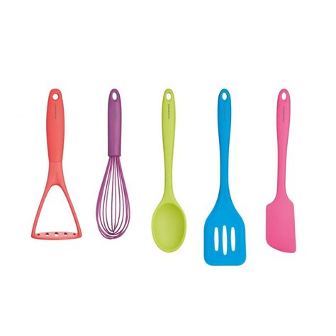 colourworks bright silicone  piece kitchen utensil set