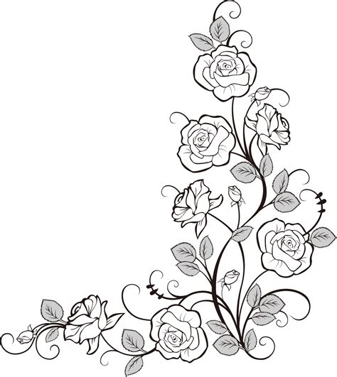 summer border embroidery patterns coloring pages png