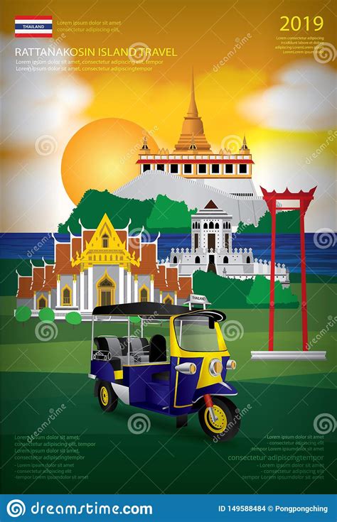 Thailand Bangkok Travel Poster Design Template Stock