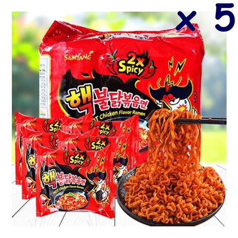 5x Spicy Ramen Samyang Nuclear Fiee Noodle Challenge 2x Chicken Korean