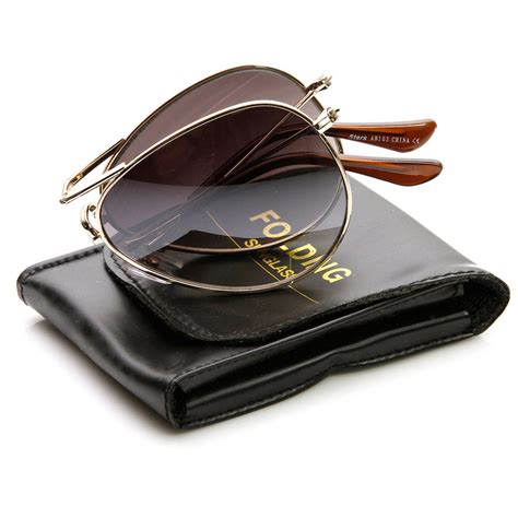 folding compact fold  pocket metal aviator sunglasses case sunglassla