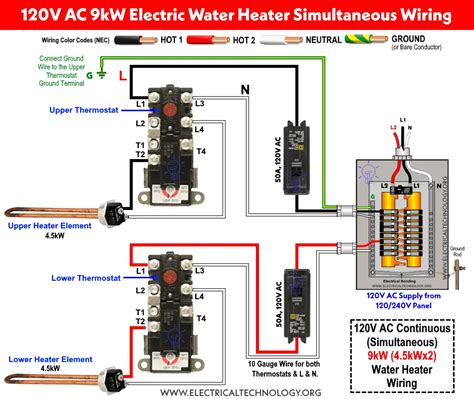 water heater wire sizing