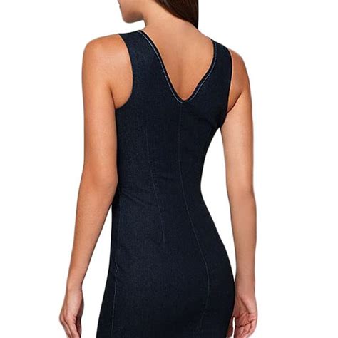 women zip front style sleeveless denim dress online store for women
