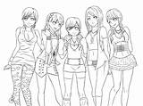 Coloring Pages Anime Friends Girl Cute Group Drawing Friend School Choose Board Manga Style People sketch template