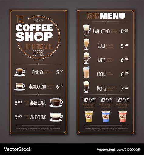 coffee shop menu design template royalty  vector image
