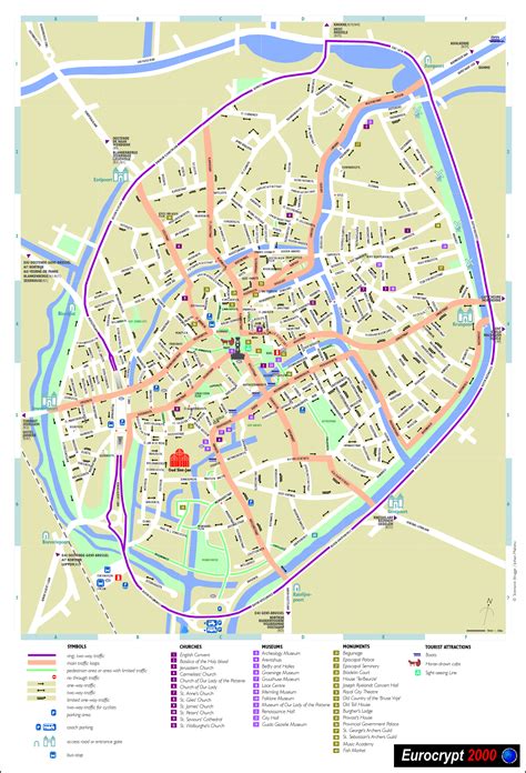 mapa turistico brujas tourist map bruges map