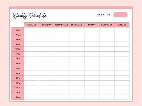 printable weekly schedule template lupongovph