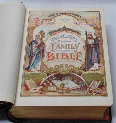 antique holman  pictorial family bible leather illustrated