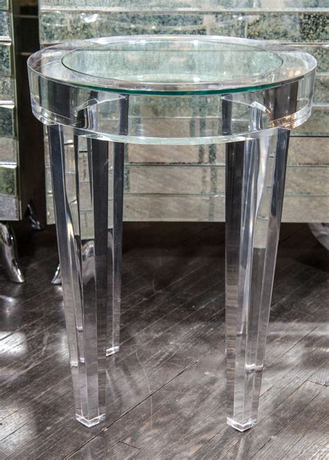 acrylic side table  inset glass  stdibs acrylic side