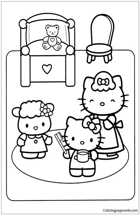 kitty    bed coloring page  printable coloring pages