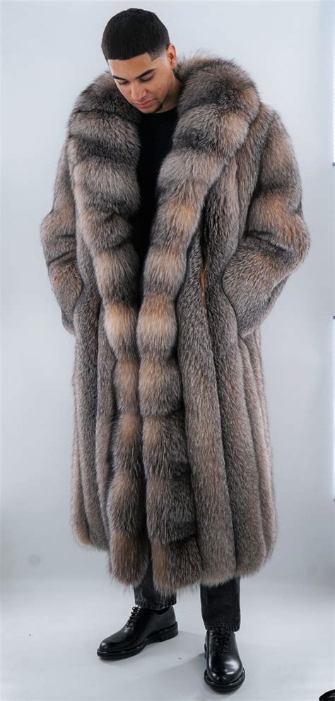 mens crystal fox coat  mens fur coat fur coat outfit black fur coat