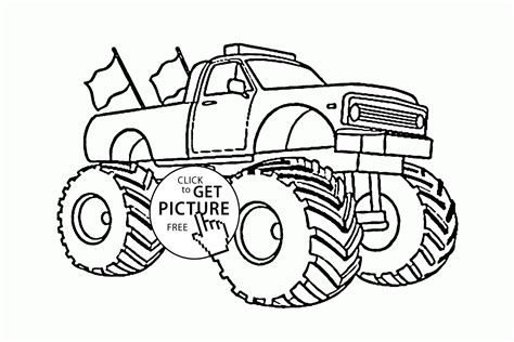 monster truck coloring page   words   picture fire