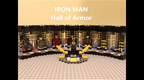 lego iron man diorama hall of armor with led lights youtube