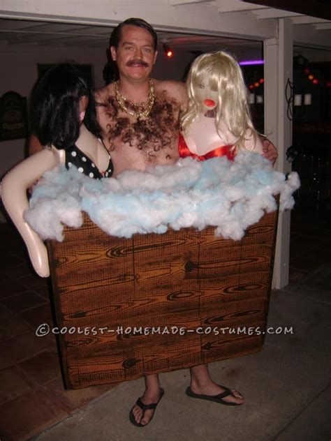 homemade hairy hot tub guy with hotties costume cool halloween costumes funny halloween