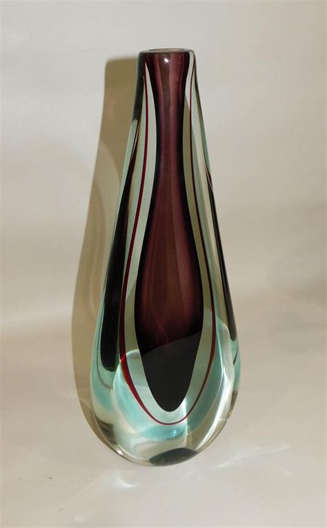 Large Italian Handblown Colored Art Glass Flower Vase Seguso At 1stdibs