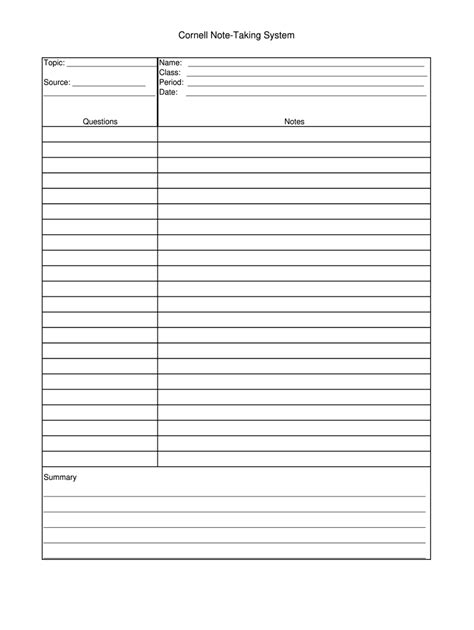 cornell note  template  fill  sign printable template