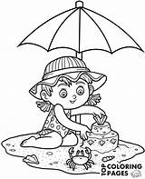 Coloring Beach Pages Girl Summer Little Sand Playing Topcoloringpages Print sketch template