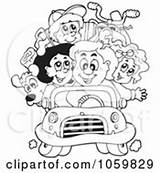 Family Trip Outline Coloring Road Royalty Clip Visekart Poster Print Vacation Cars sketch template