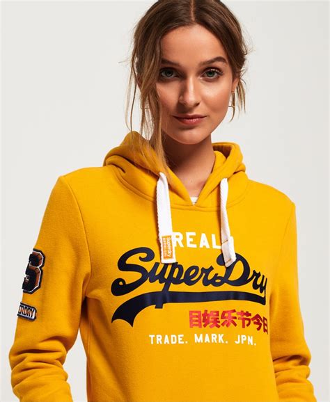 superdry vintage logo entry hoodie mit gebondetem satineinsatz damen