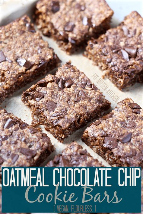 vegan oatmeal chocolate chip cookie bars gluten  fit mitten kitchen